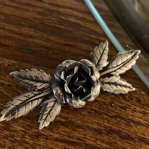 Vintage Sterling Silver Floral Brooch